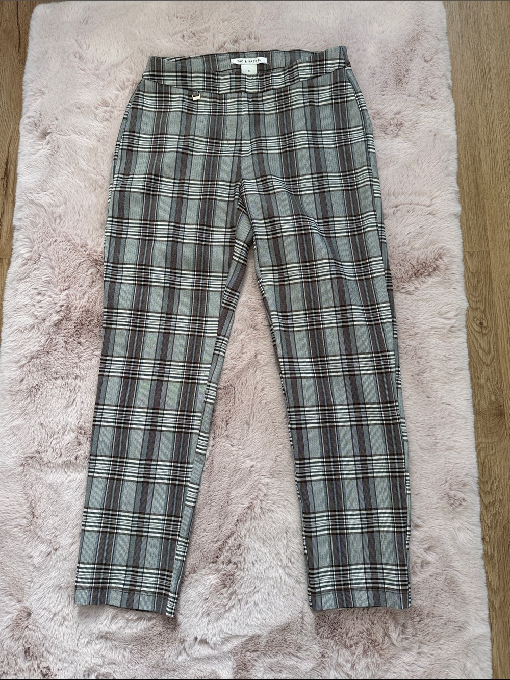Zac & Rachel Women’s Plaid Slim Fit Men's Trousers in Gray and Black